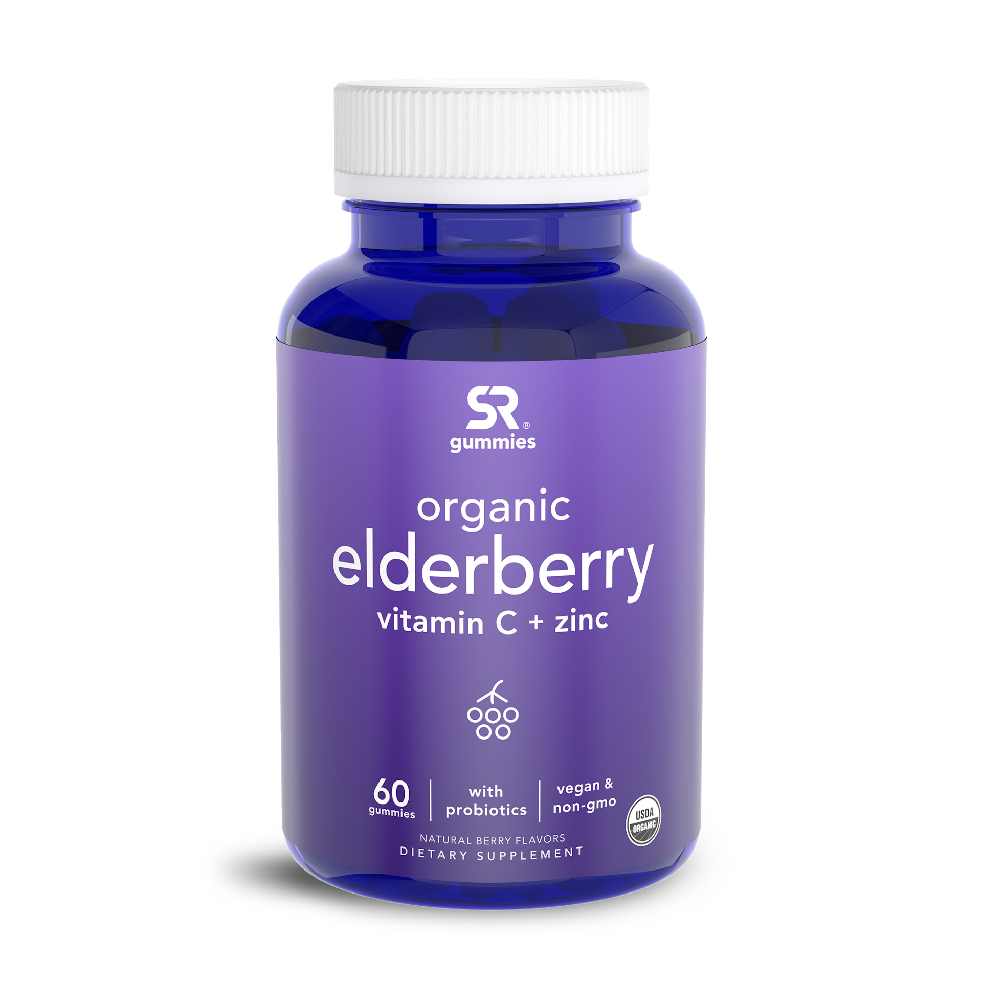 Elderberry 150mg + C, Zn & Probiotic Organic (60 gummies)
