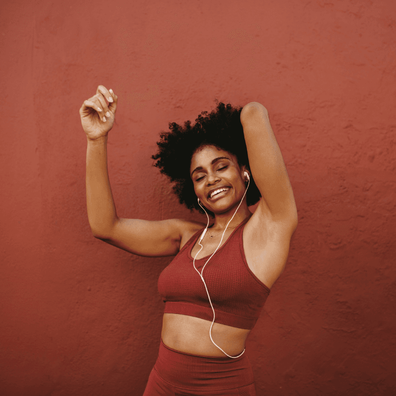 Person dancing to music